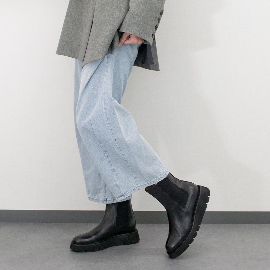 ルカ グロッシ Luca Grossi ラウンドトウ厚底サイドゴアブーツ