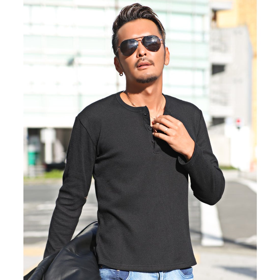 ラグスタイル LUXSTYLE ヘンリーネック ロンT メンズ 長袖 Tシャツ