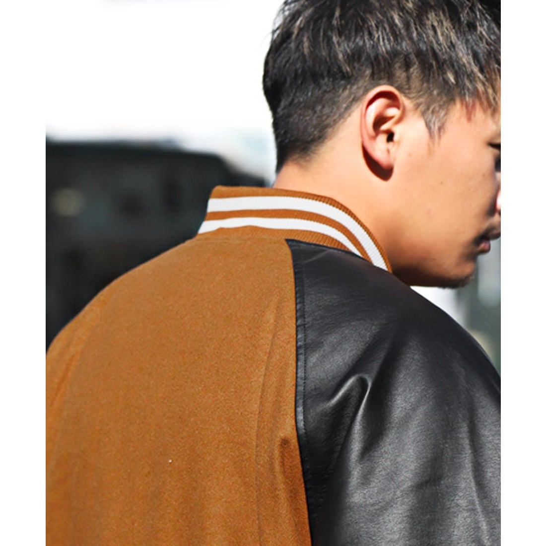 ラグスタイル LUXSTYLE サガラ刺繍メルトン合皮ラグランスタジャン