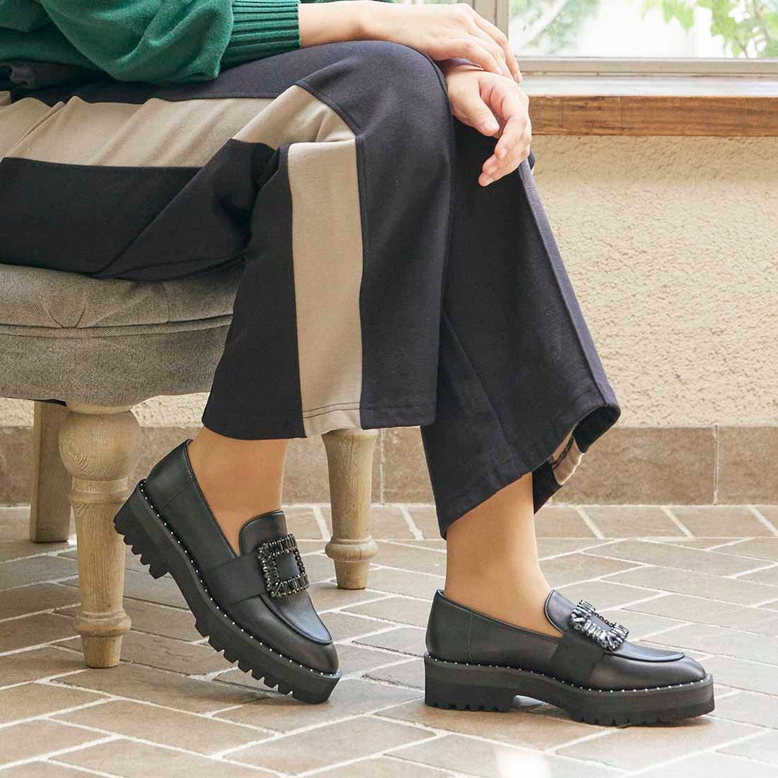 モード エ ジャコモ MODE ET JACOMO 厚底ビジューバックルローファー