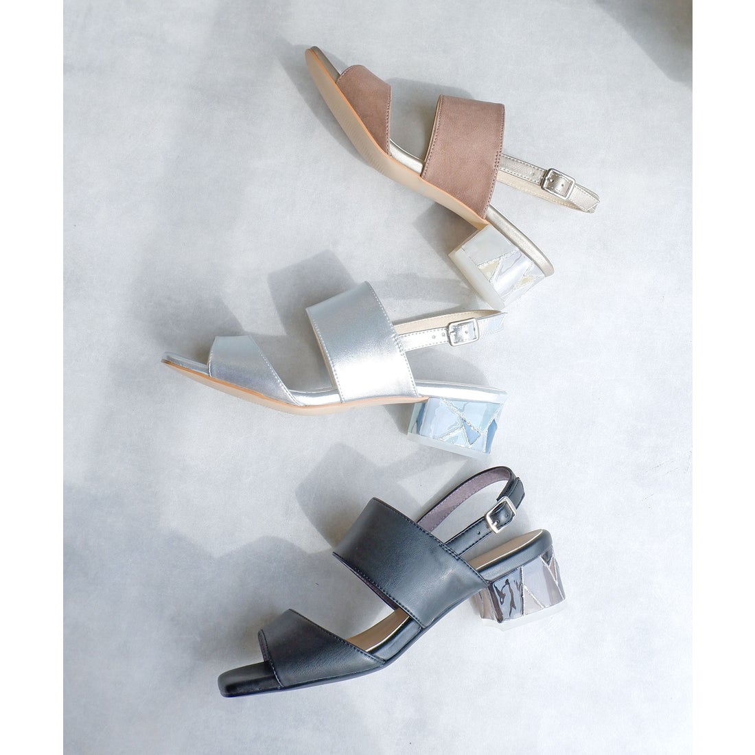 ステンドグラスヒールサンダル 21523 （グレージュS） -モードカオリ