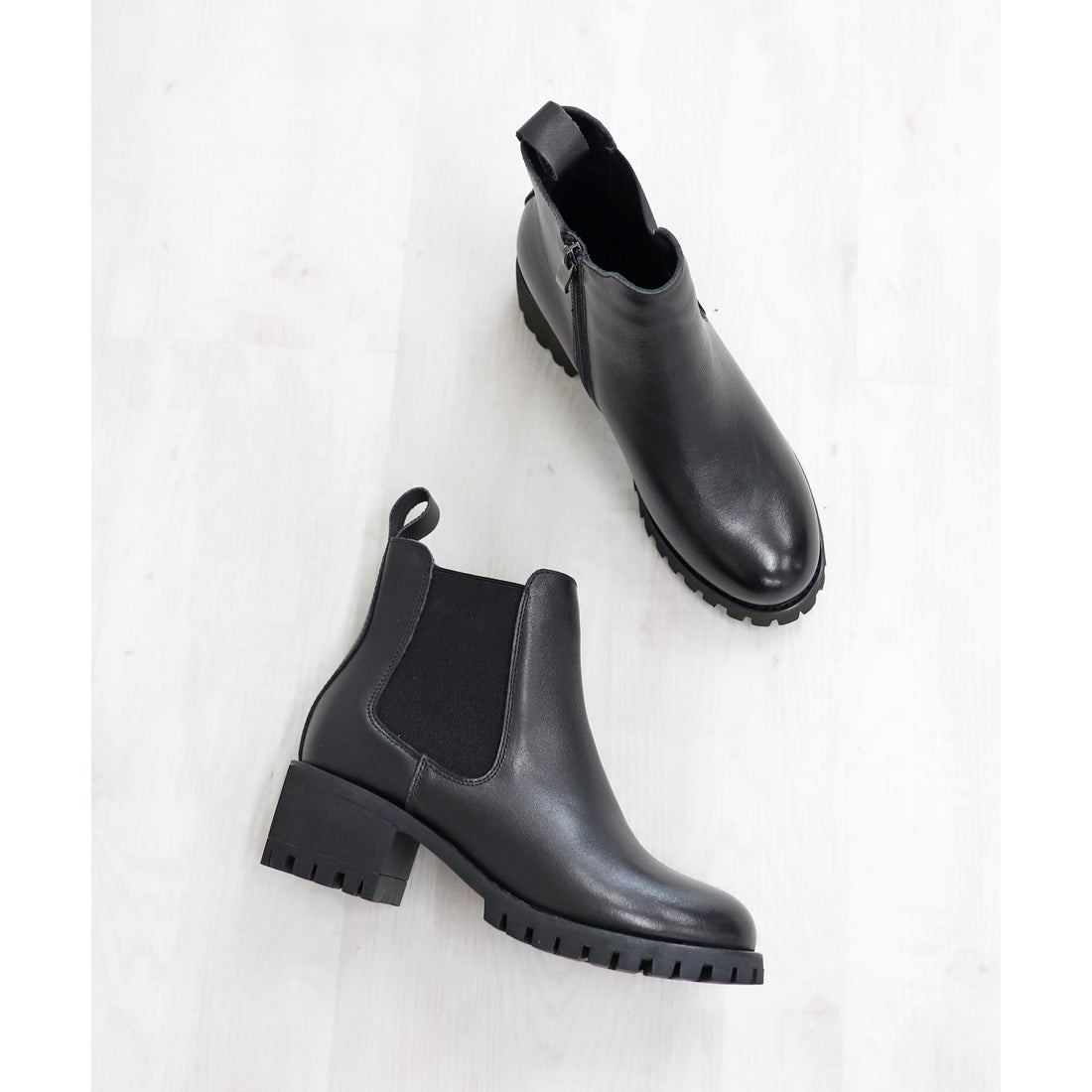 本革】 3E サイドゴアブーツ 55083 （ブラック） -モードカオリ MODE