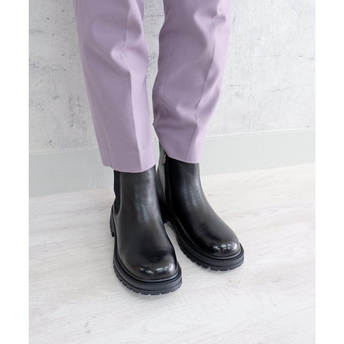 本革】 3E サイドゴアブーツ 55084 （ブラック） -モードカオリ MODE