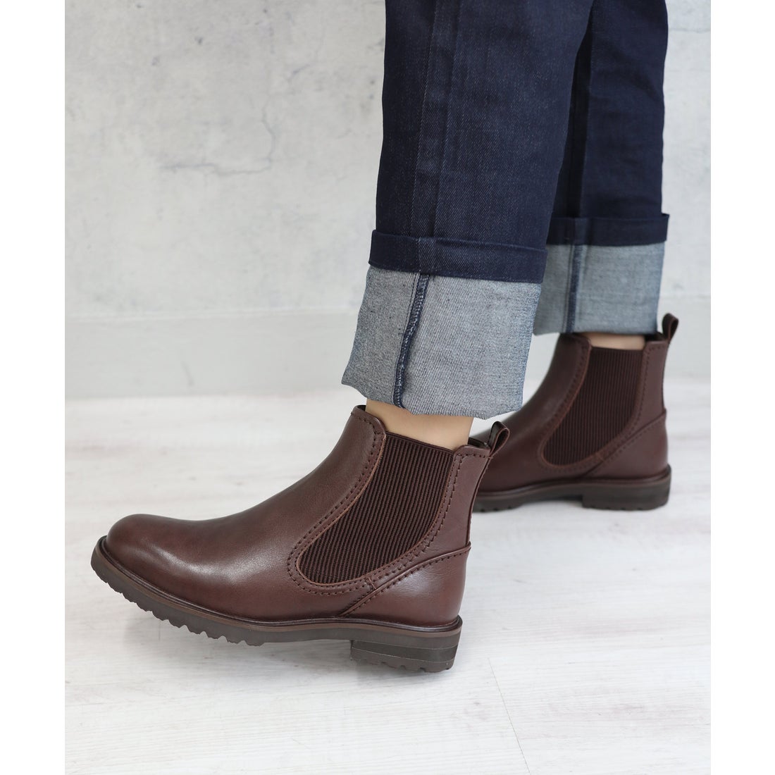 モード カオリ MODE KAORI 【本革】【3E】サイドゴアショートブーツ