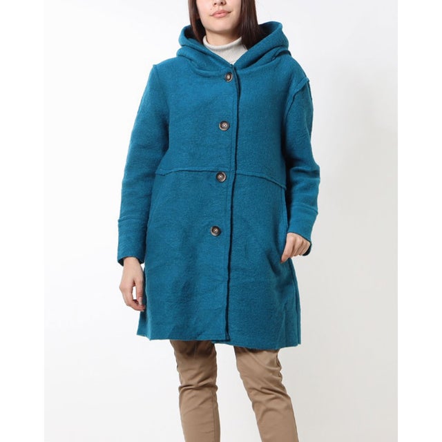 モードフルーレ MODE FOURRURE イタリア製 ウールコート （ターコイズ