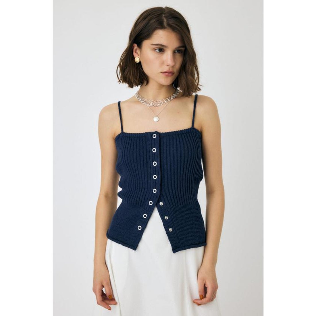 マウジー MOUSSY FRONT BUTTON ニットキャミ （BLK） - ファッション