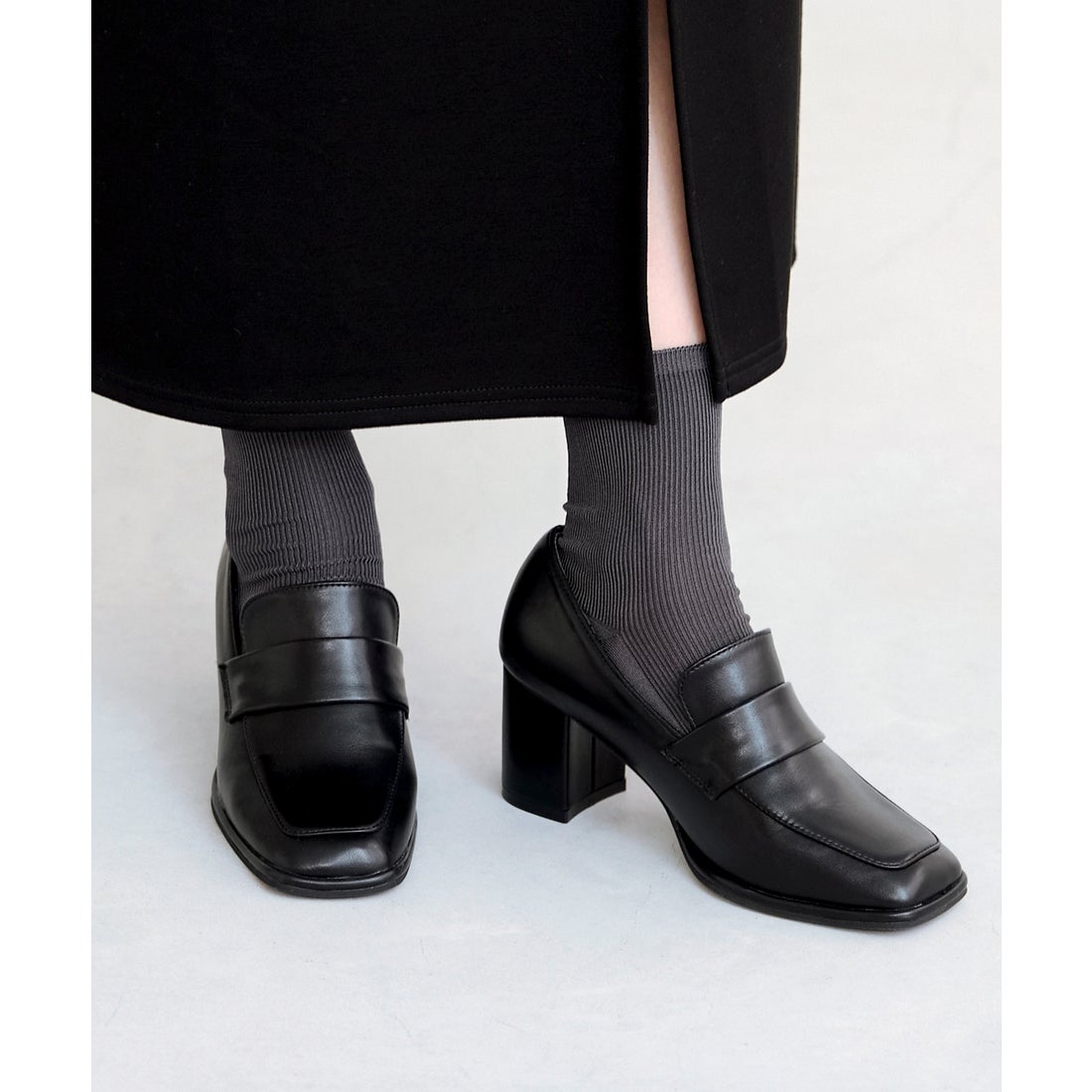 Menue スクエアトゥ 6.5cmヒール ローファー - ファッション通販 d fashion