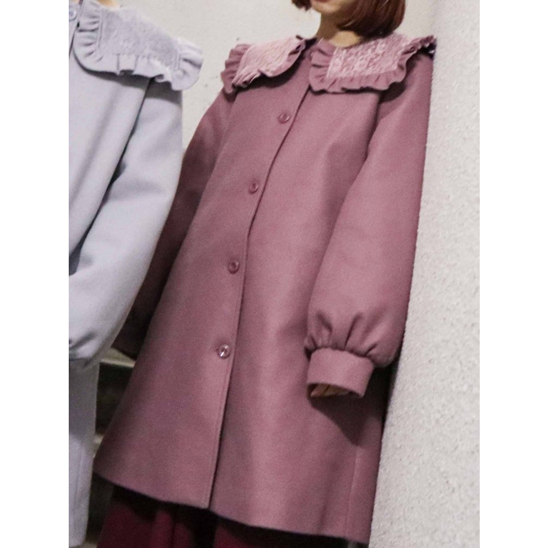 merry jenny レースセーラーAラインコート（アイスブルー） -靴