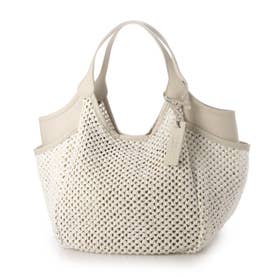 マルコ マージ MARCO MASI レザーハンドルラフィアバッグ （アイボリー