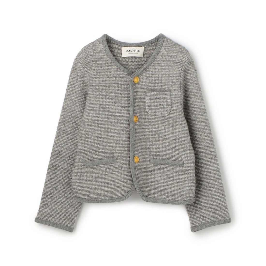 マカフィー MACPHEE ウールツイーディー クルーネックカーディガン