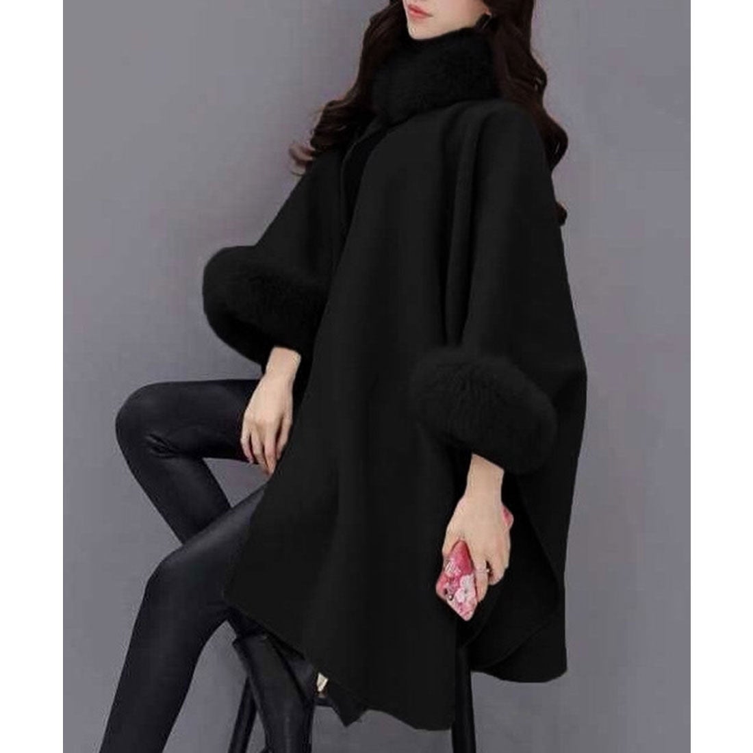 ミニミニストア miniministore ファー付きケープコート レディース