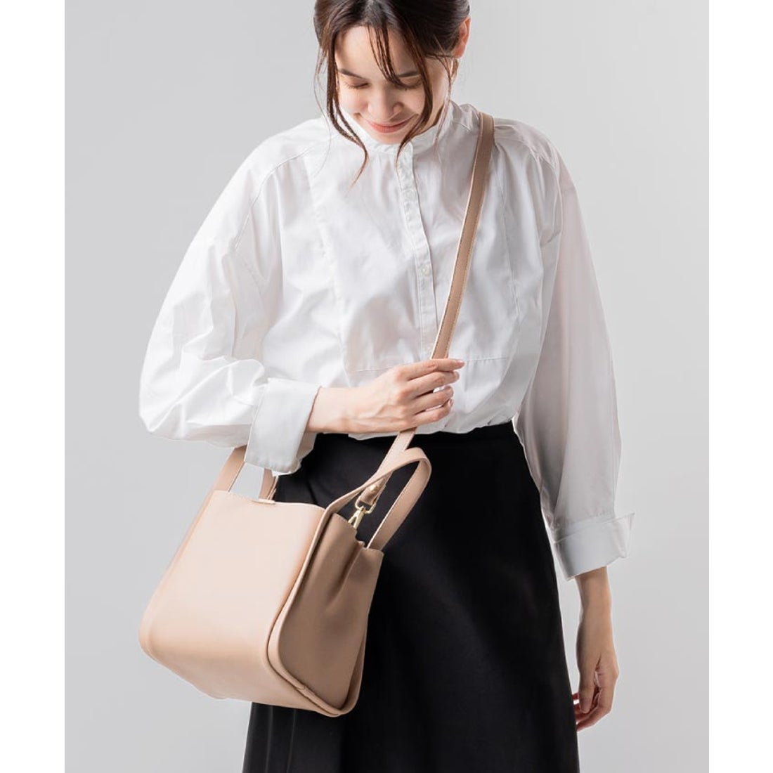 MURA PU(合成皮革) 高見え ショルダーベルト付き キューブバッグ