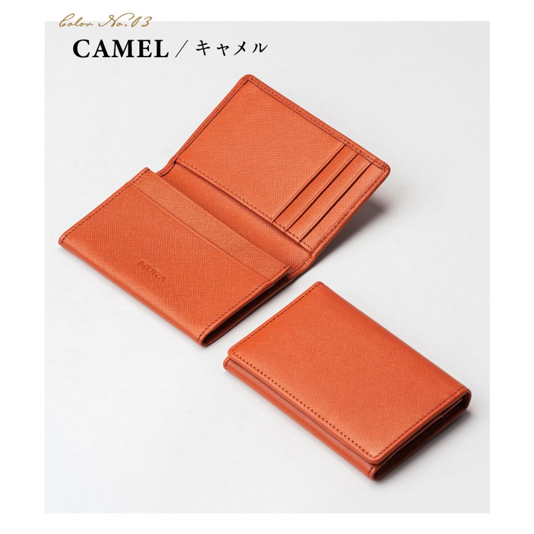 MURA サフィアーノレザー 本革 名刺入れ （キャメル） -ファッション