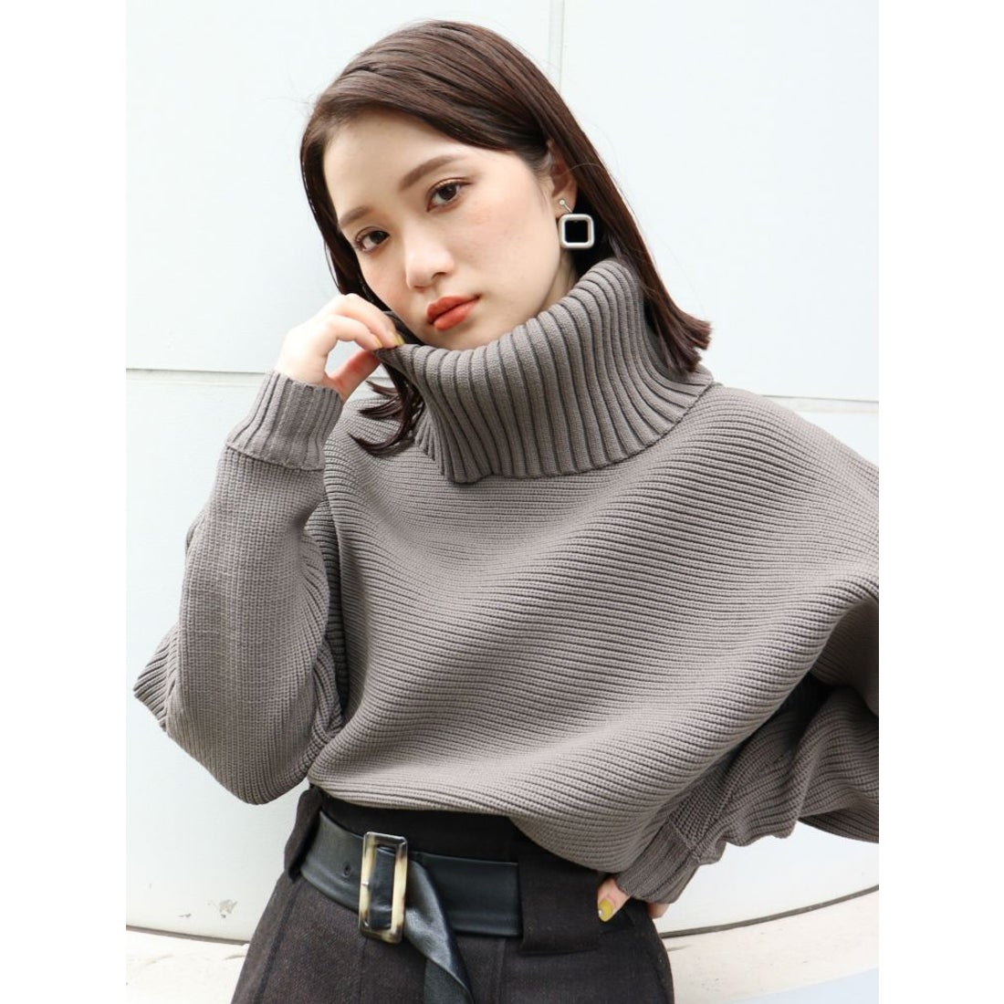 MURUA BIGタートルニットプルオーバー（モカ） -靴＆ファッション