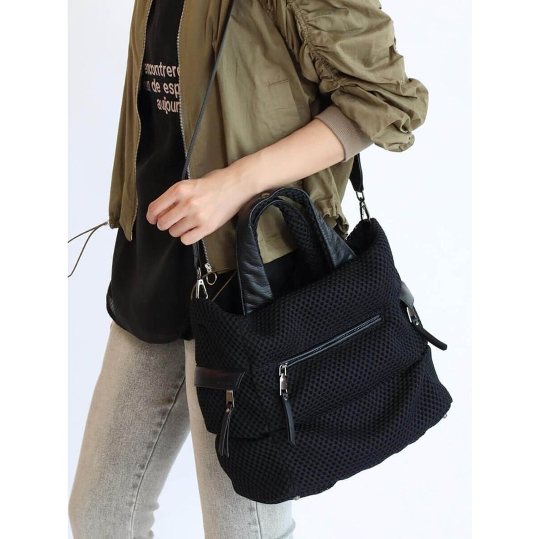 ヌエール nouer 2wayメッシュトートバッグ （ブラック