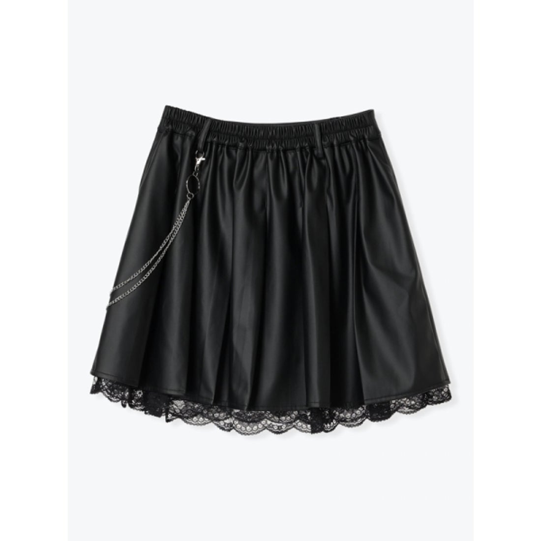 ノエミー NOEMIE ［丈42cm］チェーン付き裾レースプリーツスカート