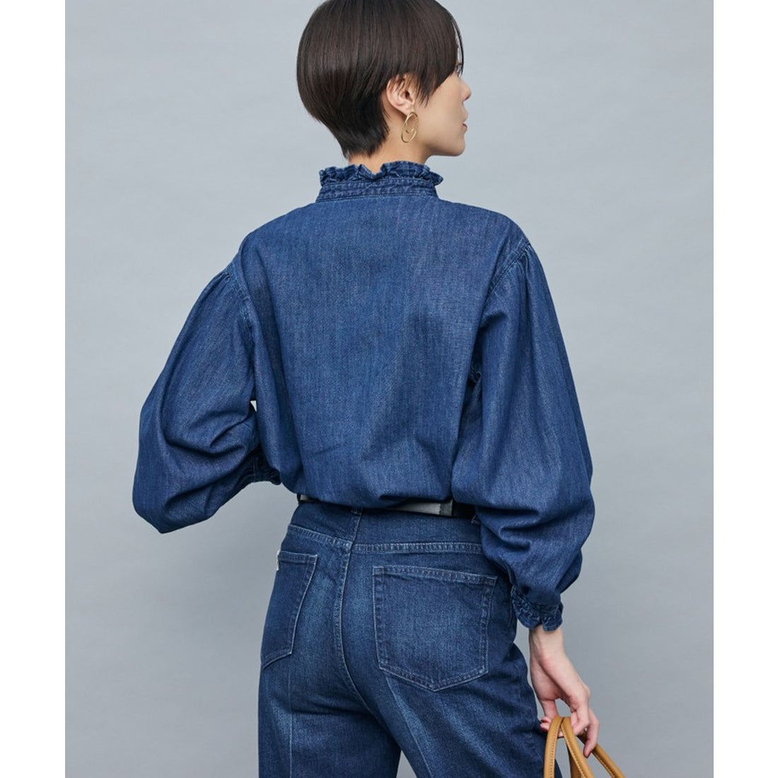 リエミラー Rie Miller ＜RM denim＞フリルデニムブラウス