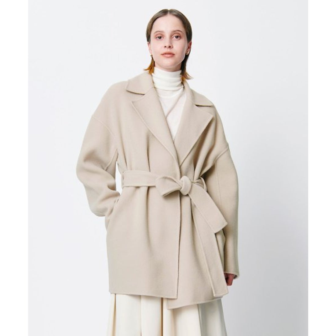 ノーク N.O.R.C ベルテッドミドル丈リバーコート （グレージュ