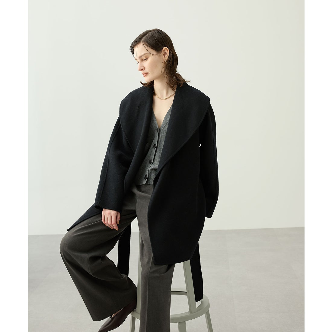 ノーク N.O.R.C ウールメルトンミドルリバーコート （ボルドー