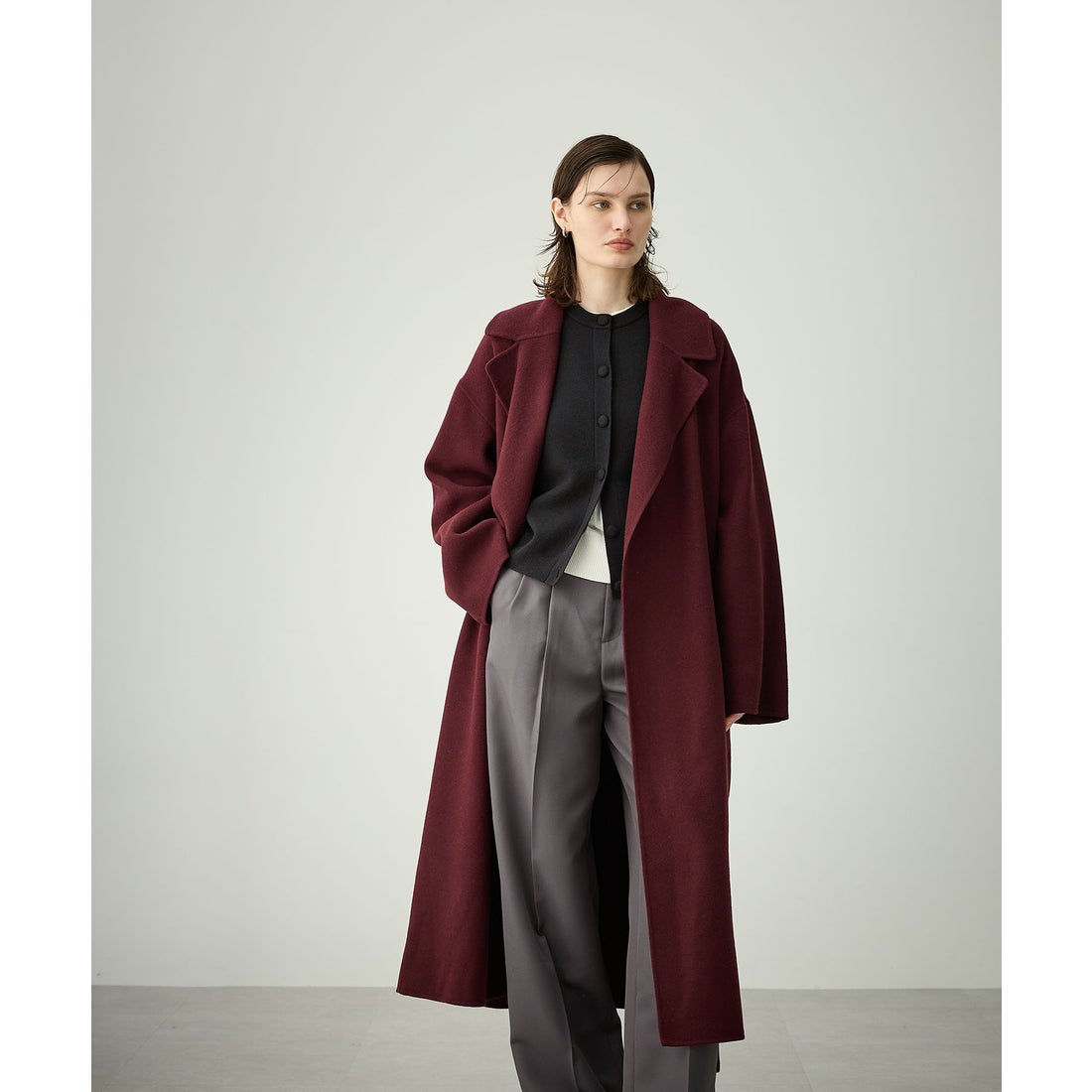 ノーク N.O.R.C ウールメルトンロングリバーコート （クリームイエロー