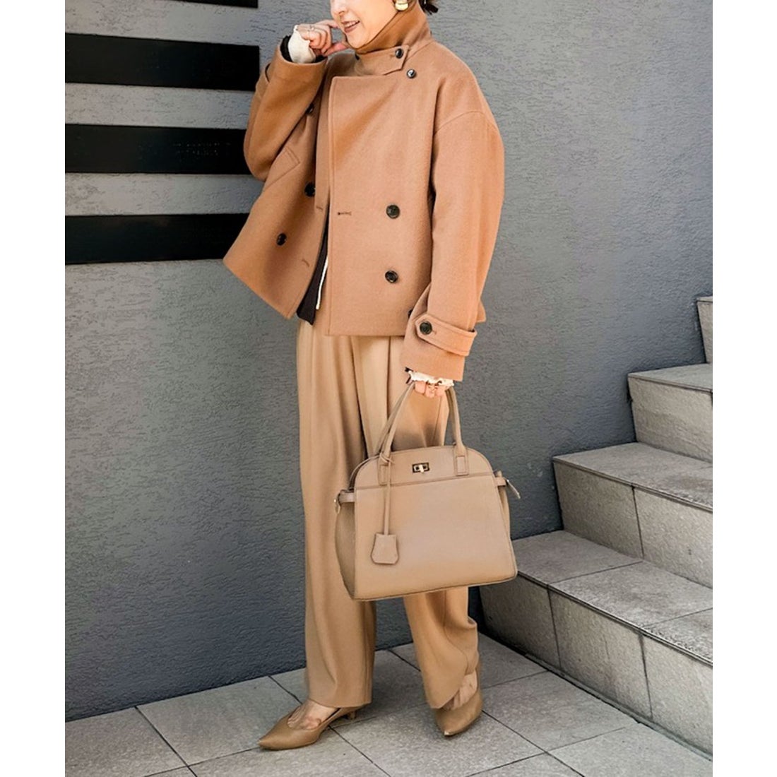 ノーリーズ NOLLEY'S ウールカシミヤダブルブレストコート （キャメル