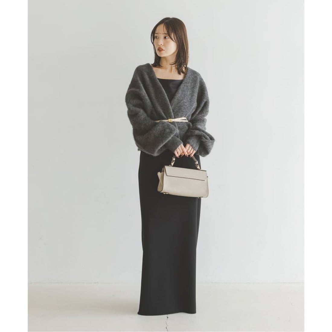 ノーブル NOBLE FOX/Caファーニットカーディガン （グレー