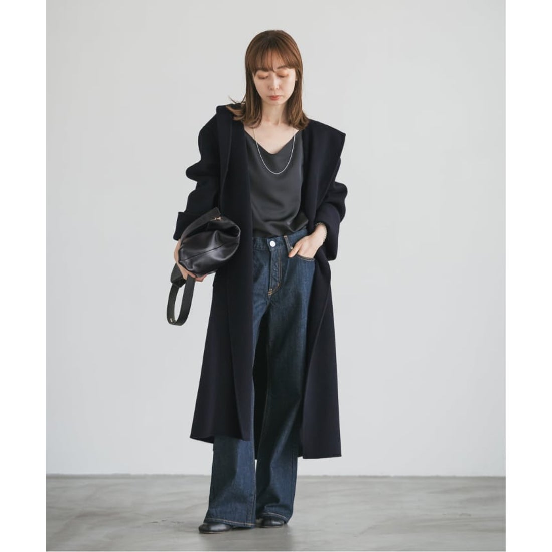 ノーブル NOBLE Super160sリバーフーディーコート （ネイビー