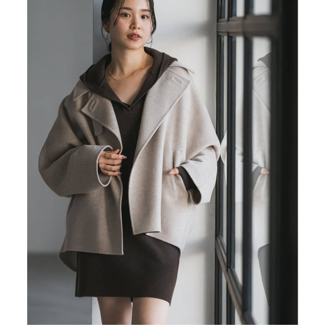 ノーブル NOBLE Super160s リバードルマンショートコート （ベージュ