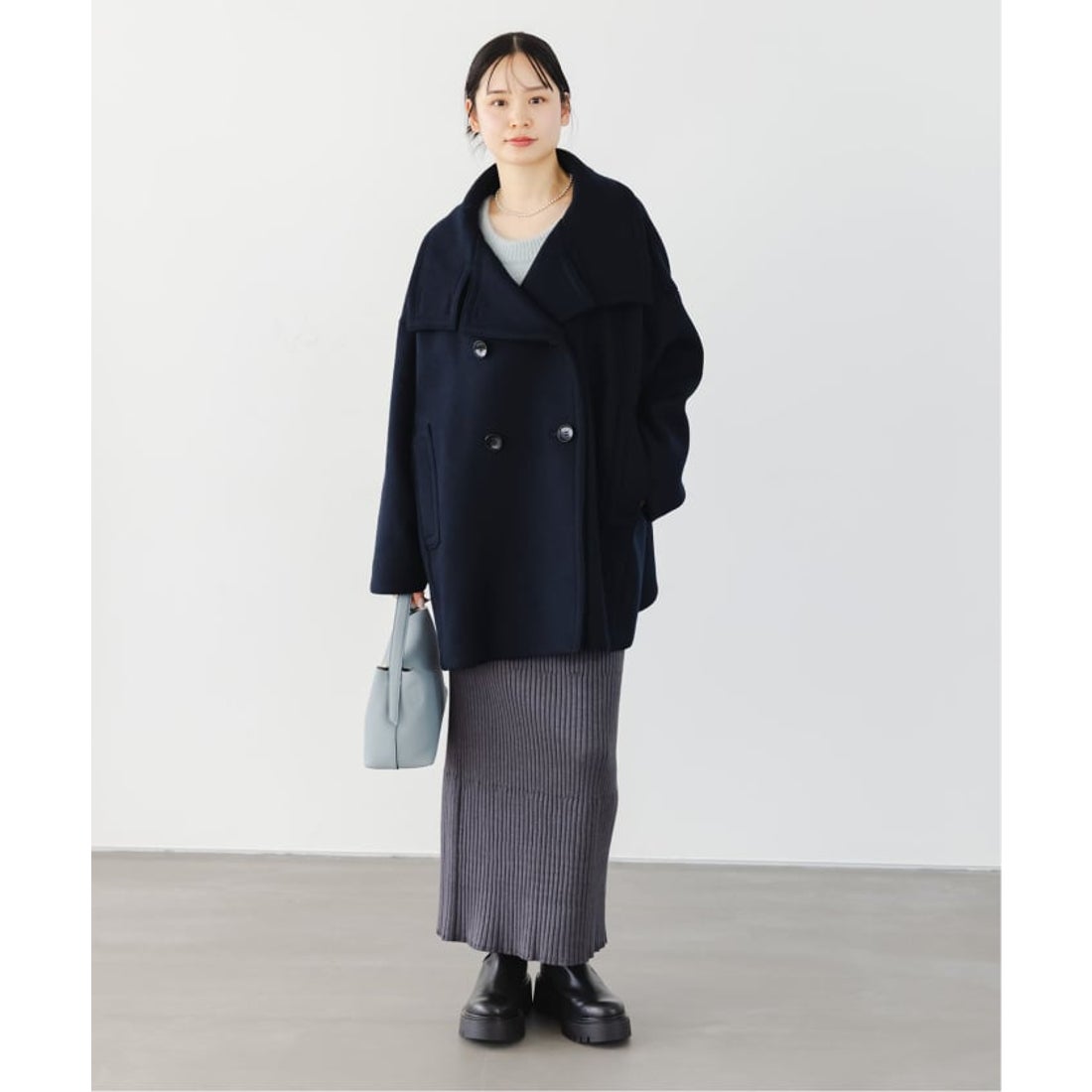 ノーブル NOBLE 《追加》スタンドカラーオーバーコート （ネイビー
