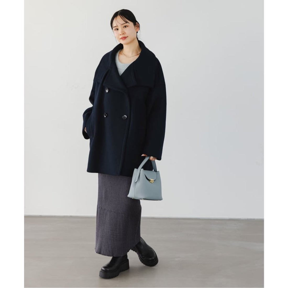 ノーブル NOBLE 《追加》スタンドカラーオーバーコート （キャメル