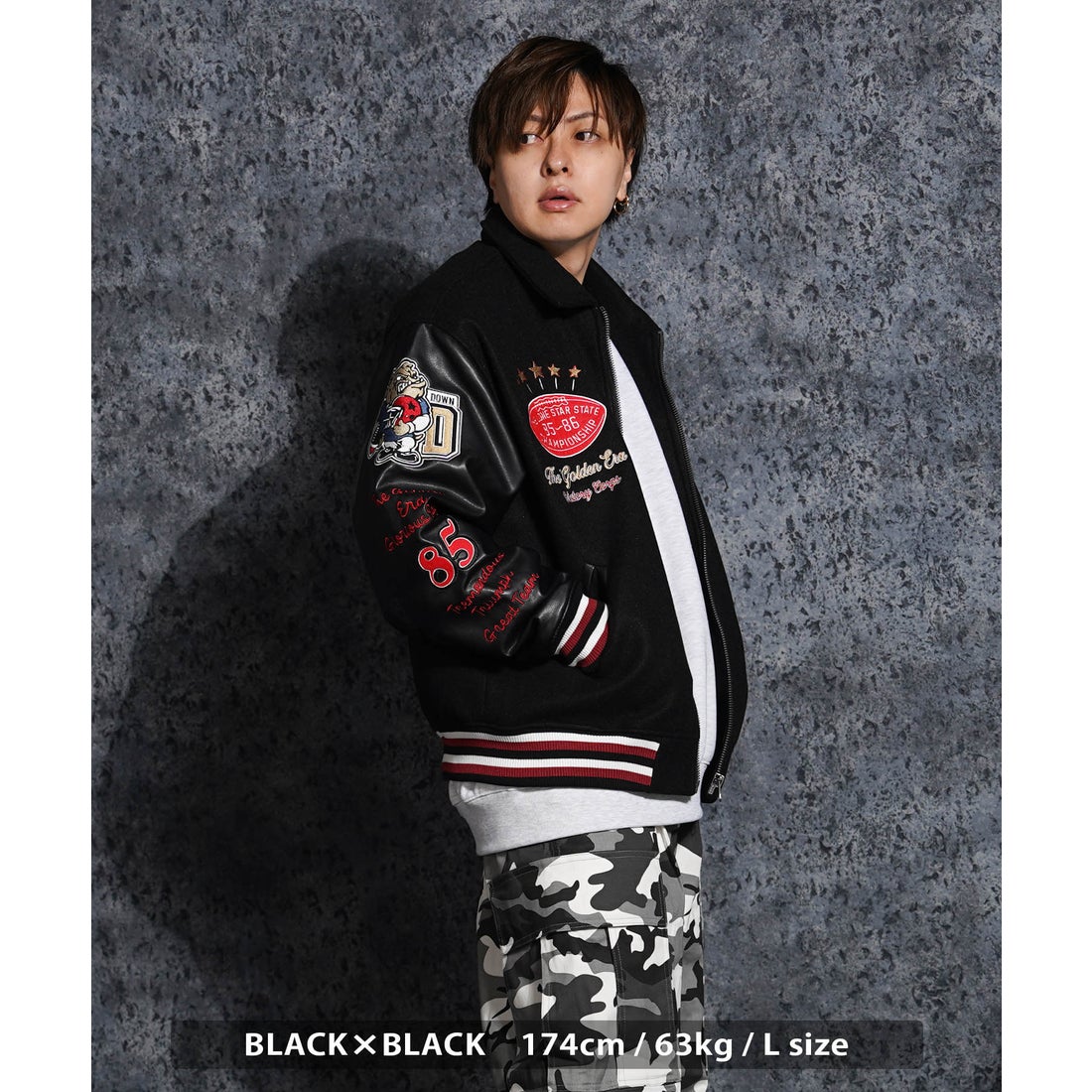 ワンフォークロージング 1111clothing ワッペン刺繍 袖PU スタジャン