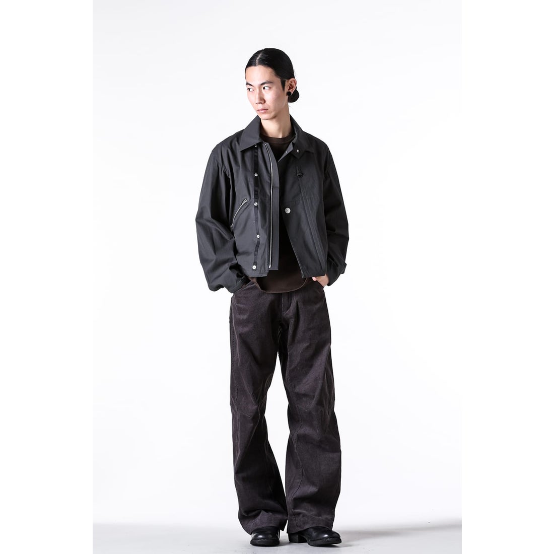 Omar Afridi Knee Darted Flare Trousers （Grey） - Osaka / Kyoto