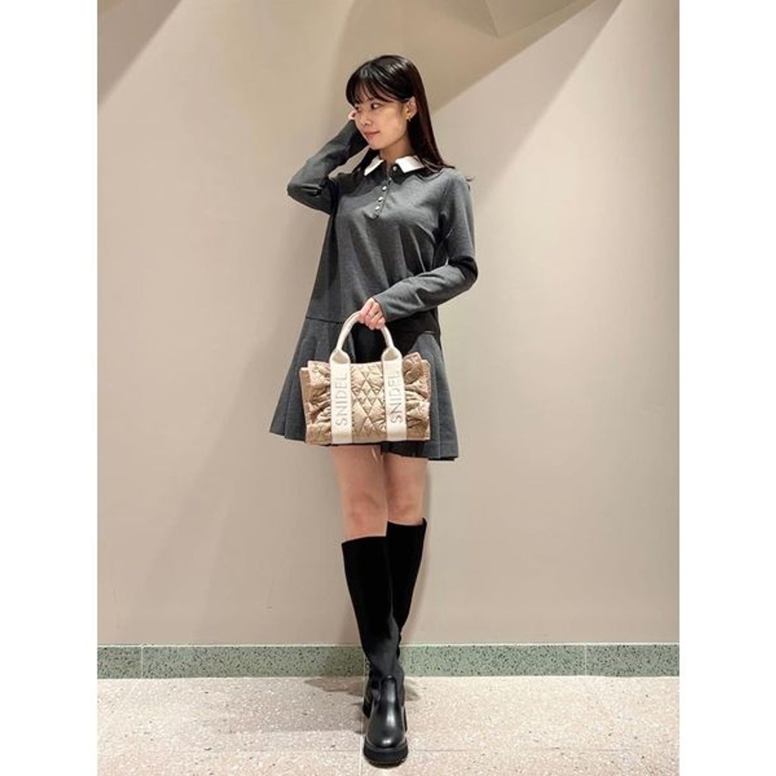 スナイデル SNIDEL ロングニットブーツ （BLK） -ファッション通販