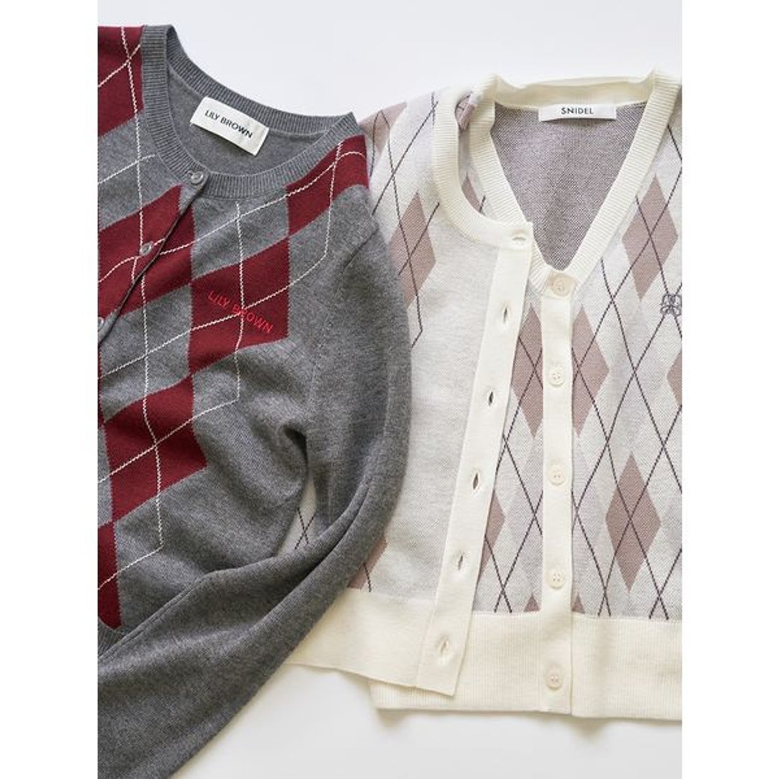 スナイデル SNIDEL アーガイルカーディガン （GRY） -ファッション通販