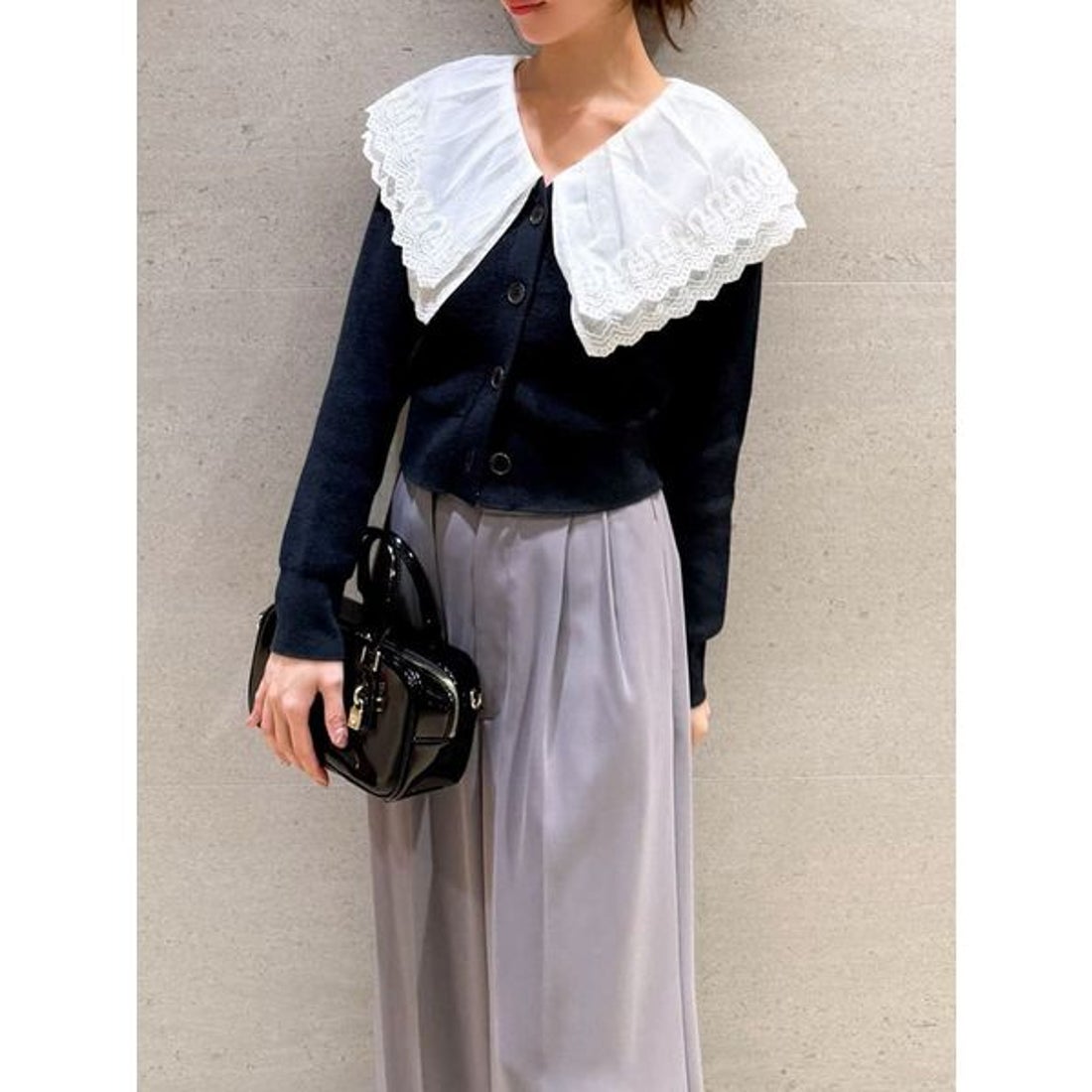 スナイデル SNIDEL レースカラーニットプルオーバー （BRW