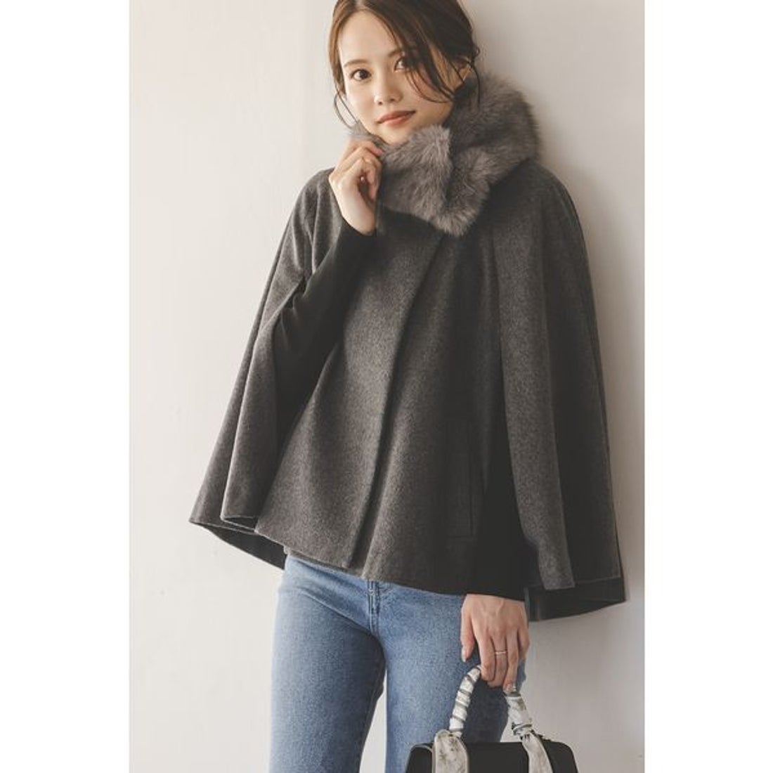 スナイデル SNIDEL ショートケープコート （GRY） -靴＆ファッション