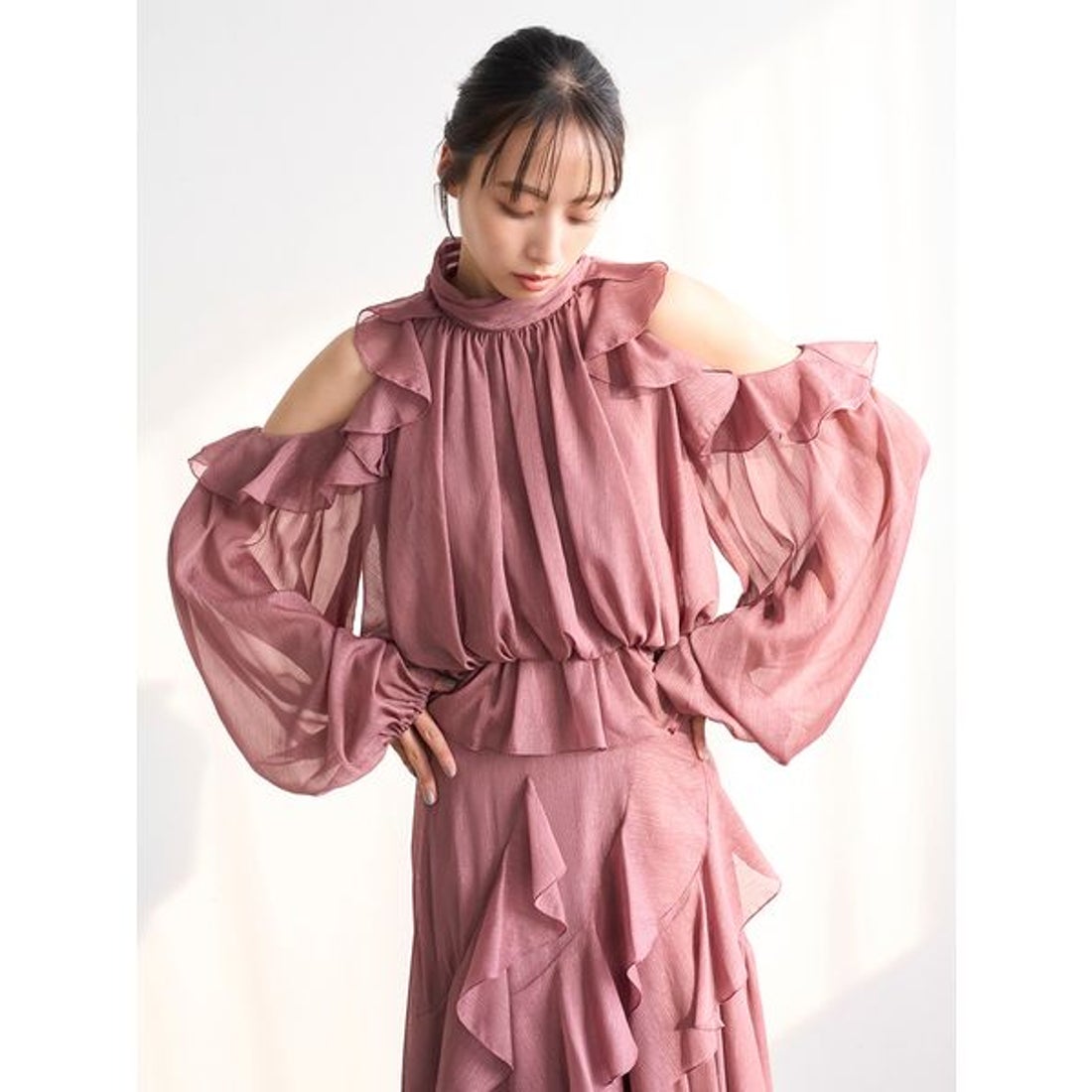 スナイデル SNIDEL シフォンボリュームブラウス （FLOWER