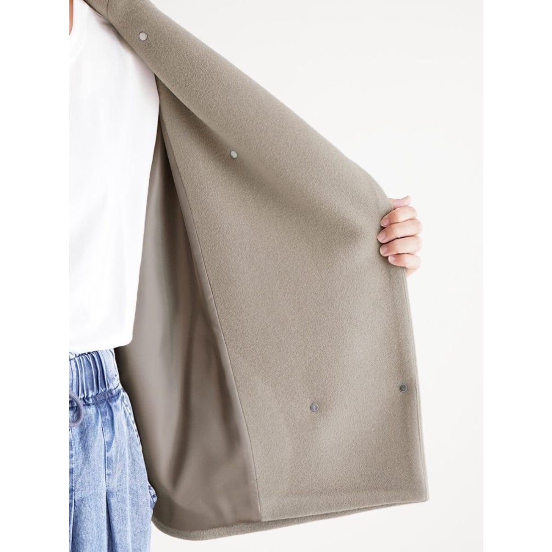 クローブ CLOVE スタンドカラーショートウールコート （ライトグレー