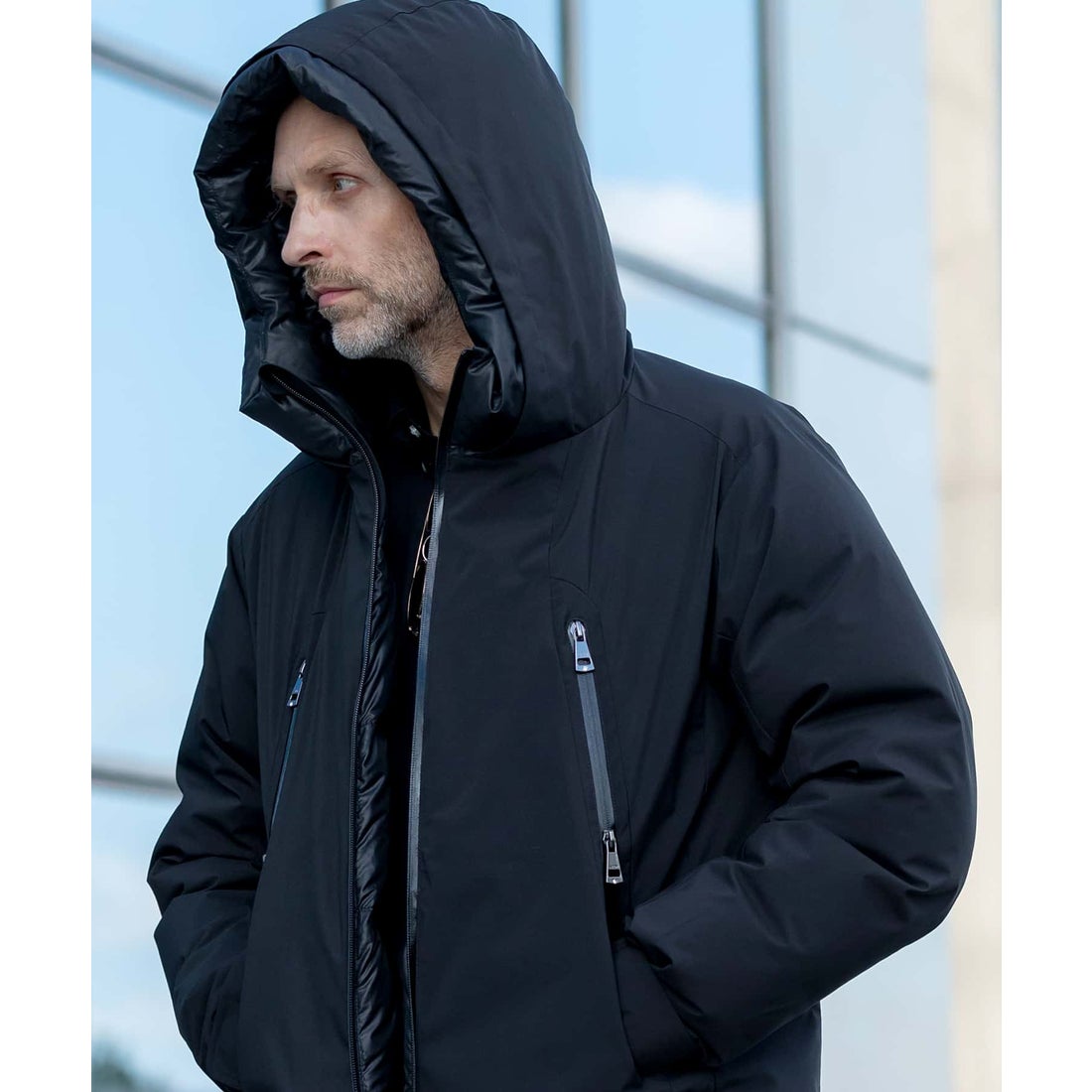 AKM Contemporary ダブルフードダウンジャケット -靴＆ファッション