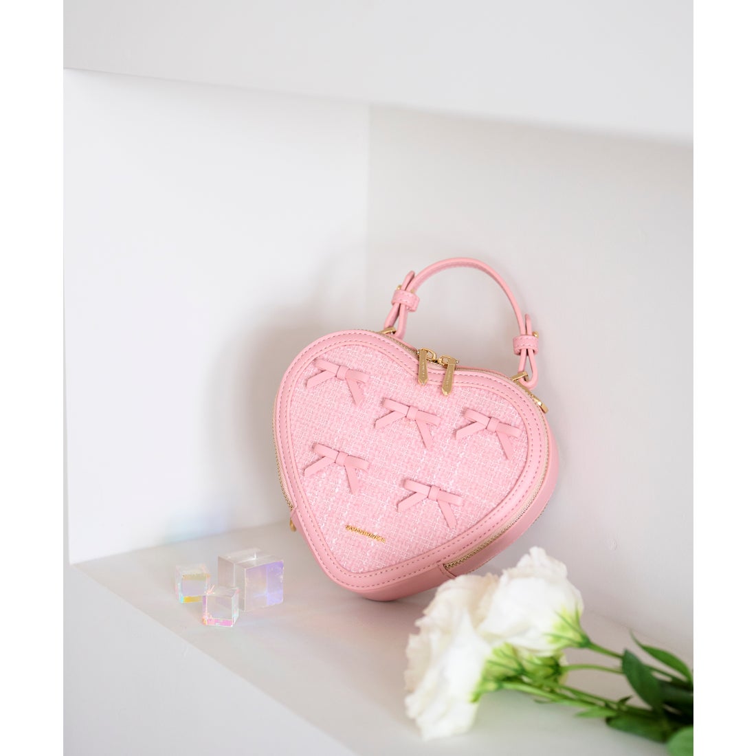 サマンサベガ SAMANTHAVEGA ツイードリボンハート型ショルダーバッグ