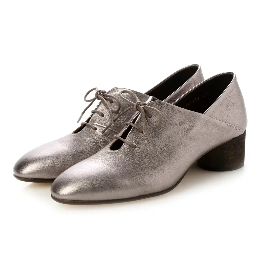 サヤ SAYA 4cm本革ヒールレースアップシューズ （ダークシルバー