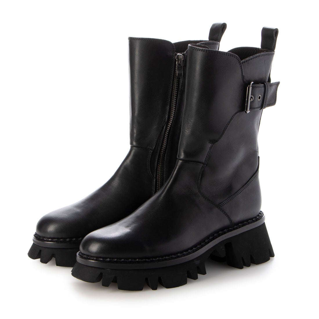 サヤ SAYA 5.5cm本革厚底ミディアムブーツ （ブラック） -【公式】ラボ