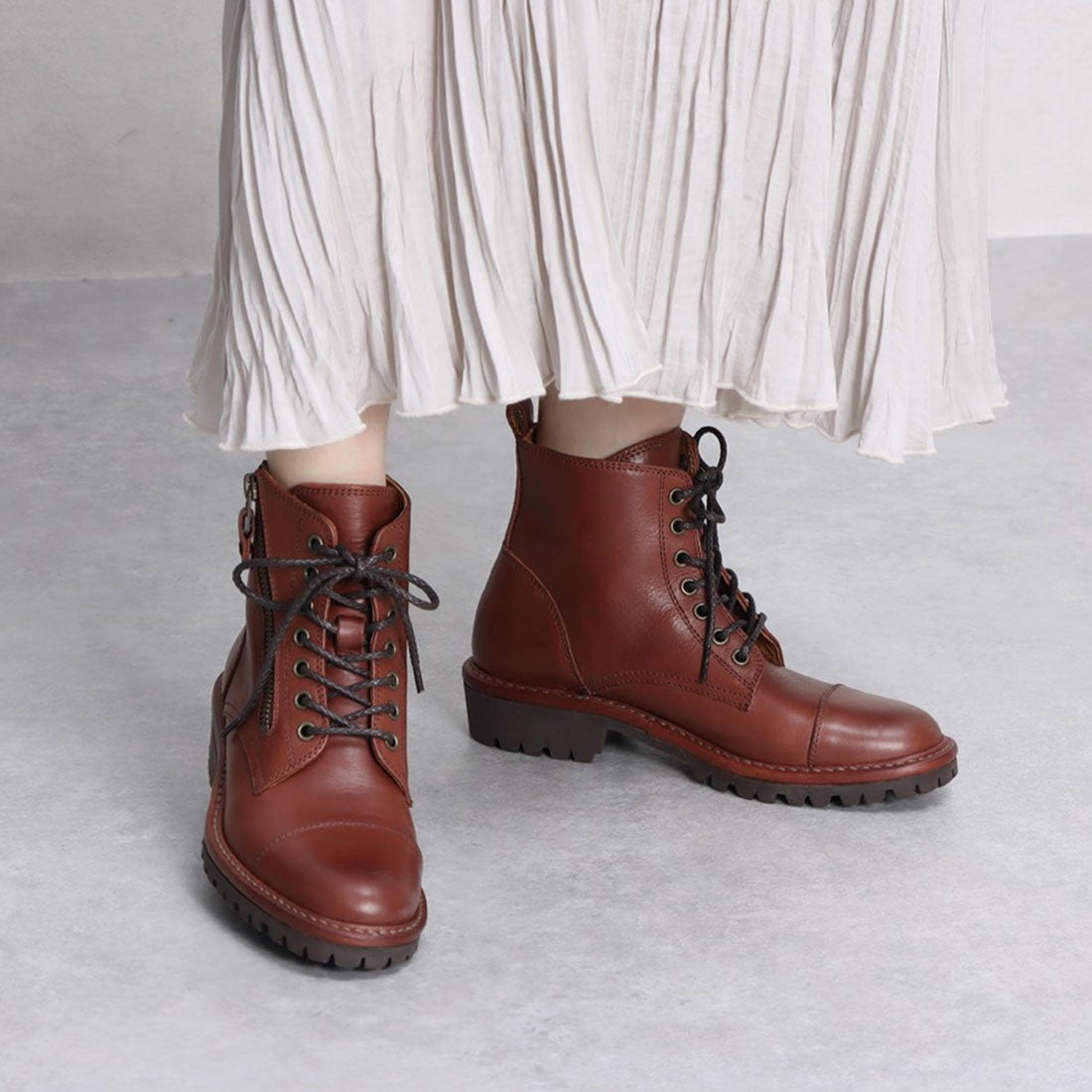 SAYA サヤ Saya レースアップブーツ （レッドブラウン） -【公式】ラボ