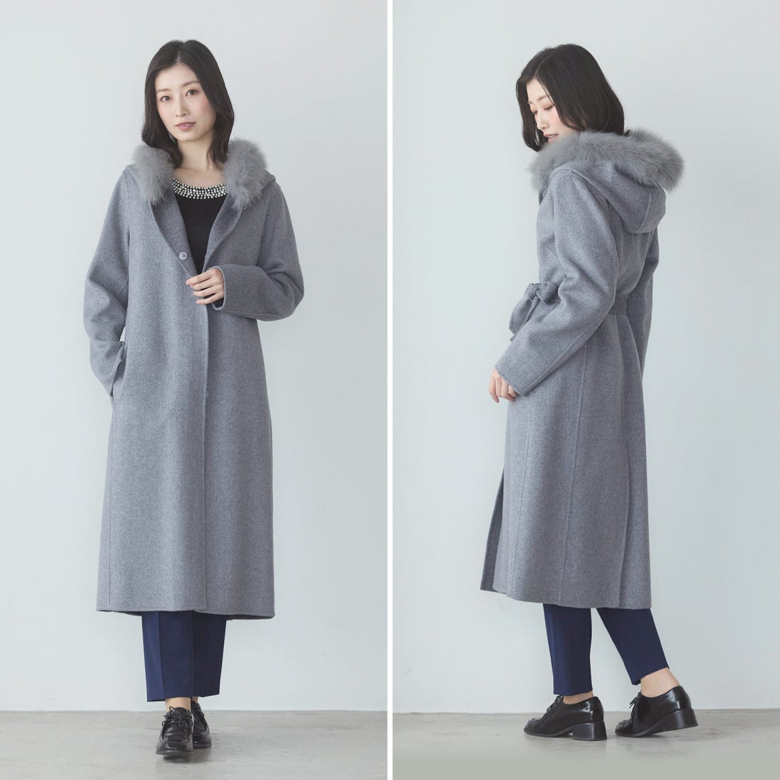 フィローモ Filomo [Filomo] カシミヤ混ロングコート フォックスファー