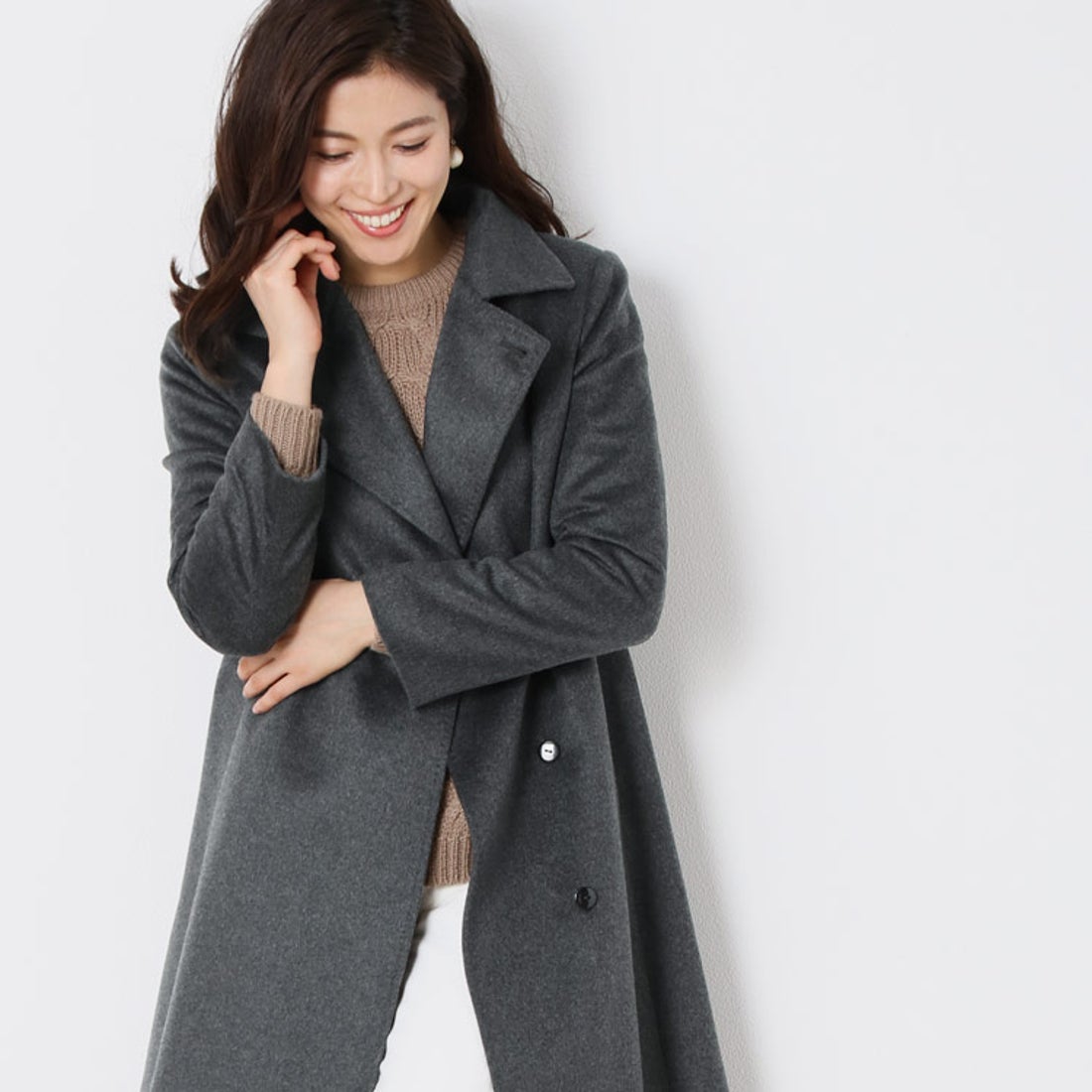 サンキョウショウカイ 三京商会 ロングカシミヤコートベルト付き