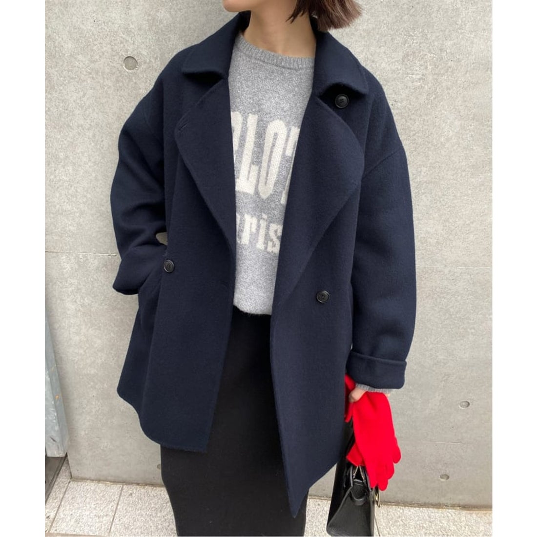 スローブ イエナ SLOBE IENA souple wool ダブルフェイスミドルコート