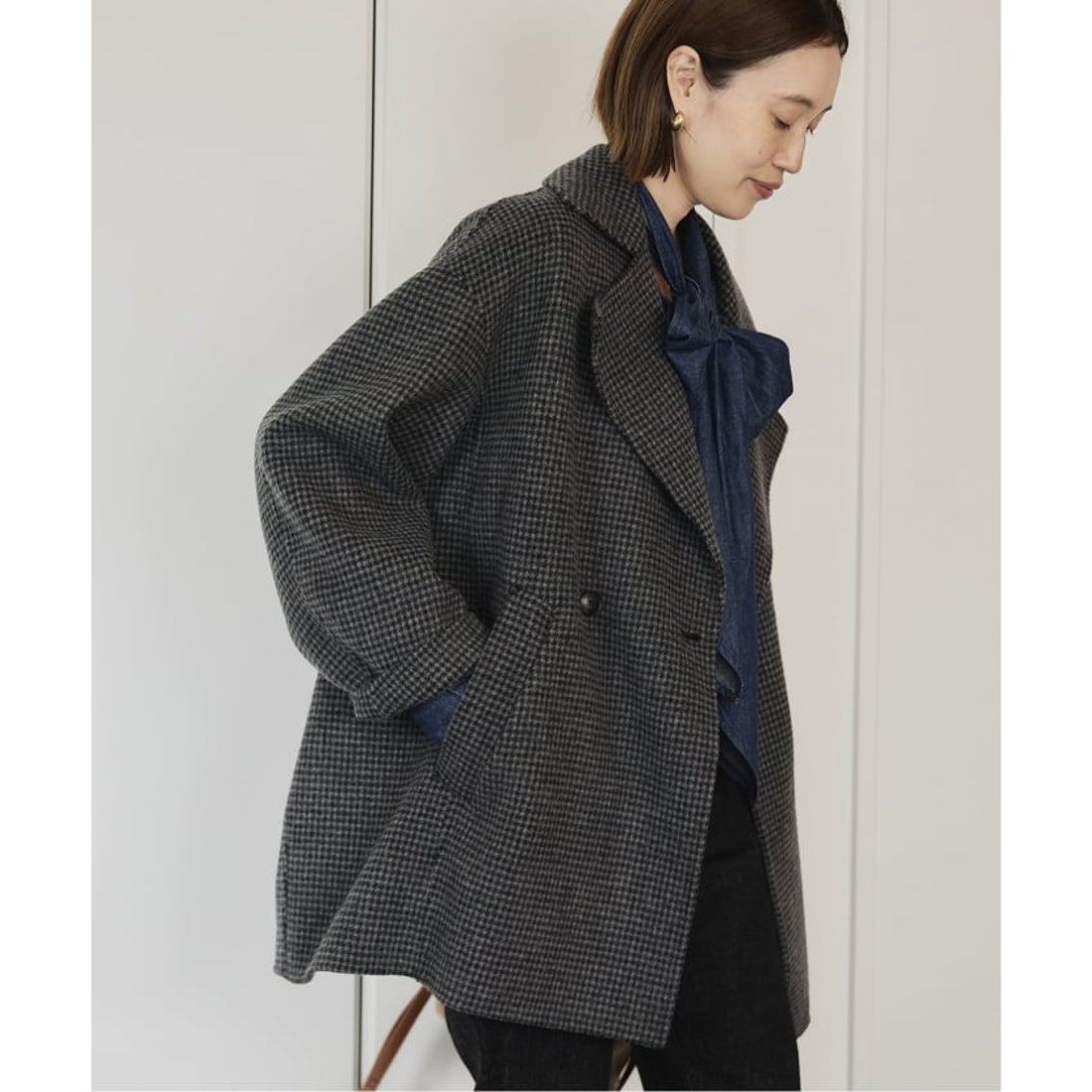 スローブ イエナ SLOBE IENA souple wool ダブルフェイスミドルコート