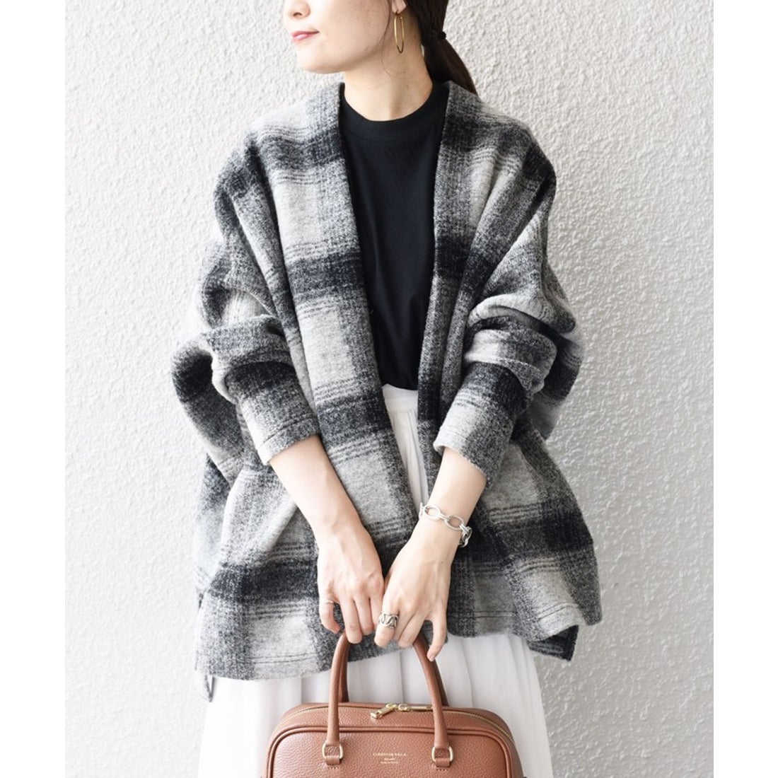 シップス SHIPS * 〈手洗い可能〉イタリアン チェック ショート 羽織り