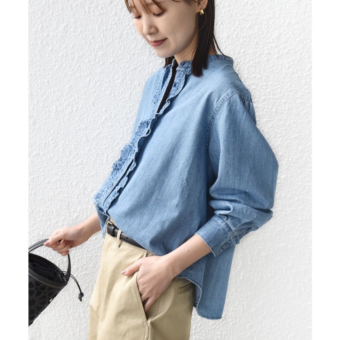 シップス SHIPS 【WEB限定】〈洗濯機可能〉ライトオンス フリル デニム