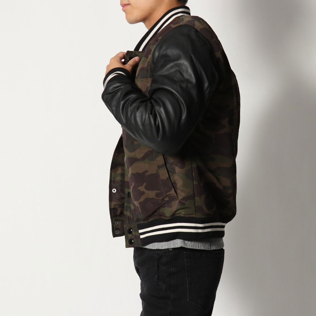 スタイルブロック STYLEBLOCK カモフラージュ柄スタジャン （ブラウン